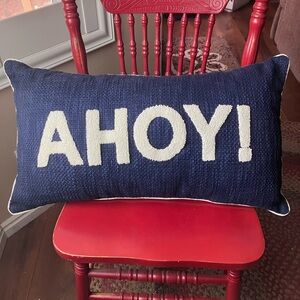 Ahoy navy nautical pillow 26x14 inches